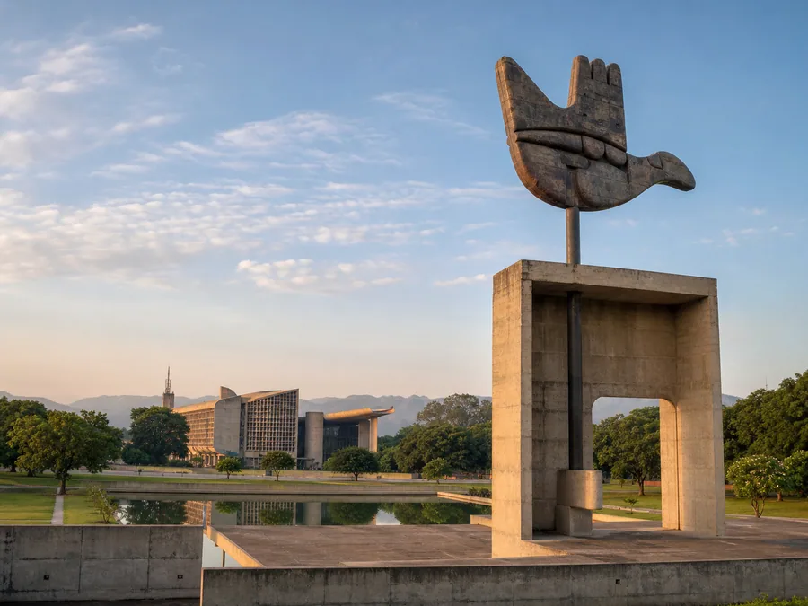 Open Hand Monument and landscaped surroundings in Chandigarh