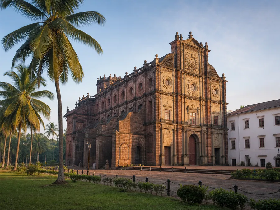 Basilica of Bom Jesus and palm-lined heritage setting in Goa