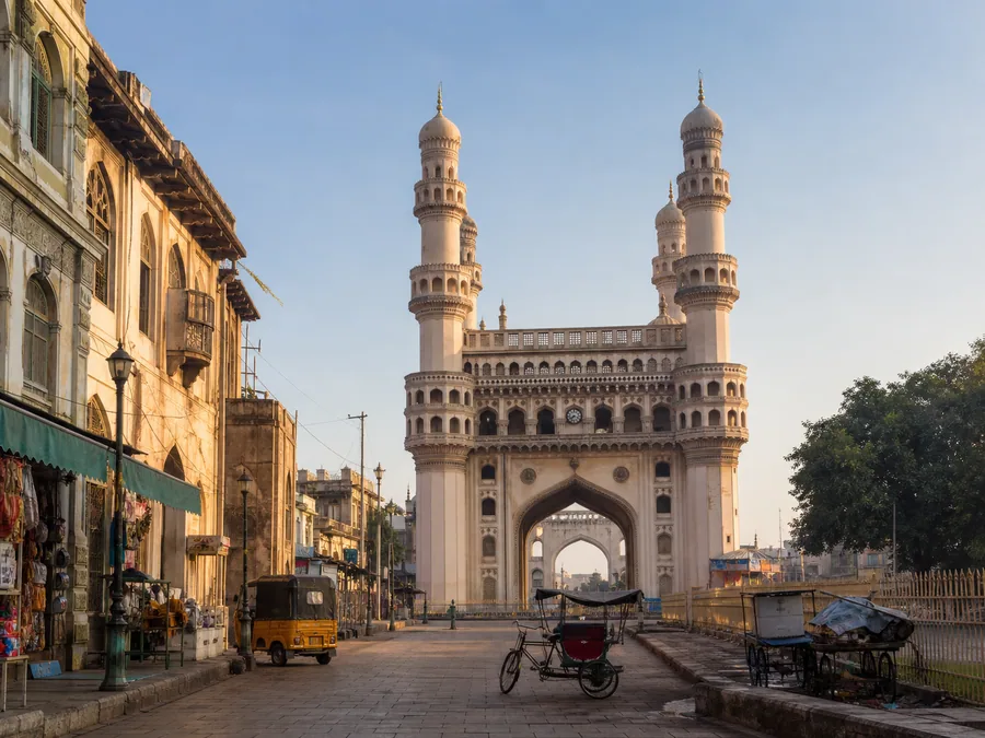 Charminar and historic streets in Hyderabad